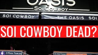 SOI COWBOY IS DEAD WALKING THE STREET AT NIGHT BANGKOK THAILAND.